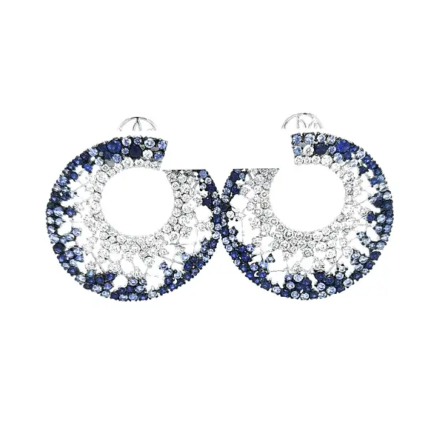 Золотые серьги с сапфирами и бриллиантами
