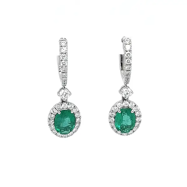 Золотые серьги с изумрудами и бриллиантами