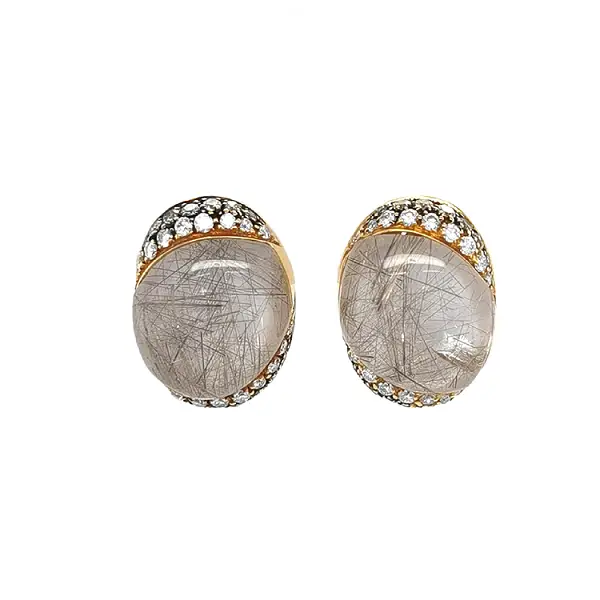 Золотые серьги с волосами Венеры и бриллиантами