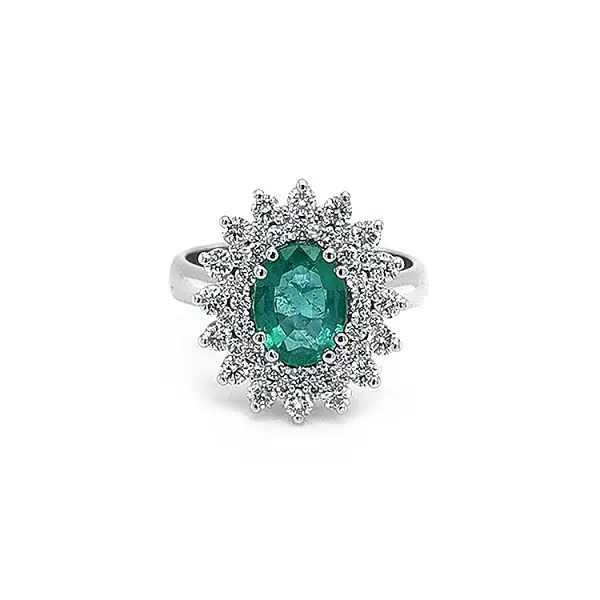 Золотое кольцо с изумрудом и бриллиантами