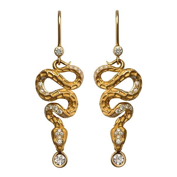 Золотые серьги с бриллиантами Carrera y Carrera Mythology Snake Diamond