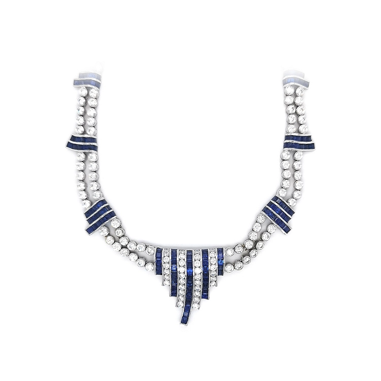 Колье из белого золота с кристаллами Swarovski