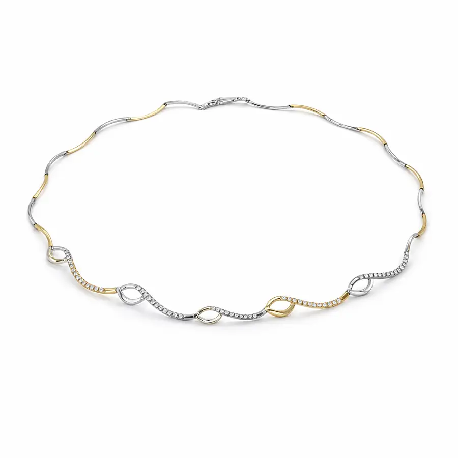 Ожерелье из комбинированного золота с цирконами