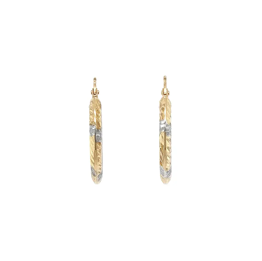 Роскошные золотые серьги-кольца в двухцветном исполнении