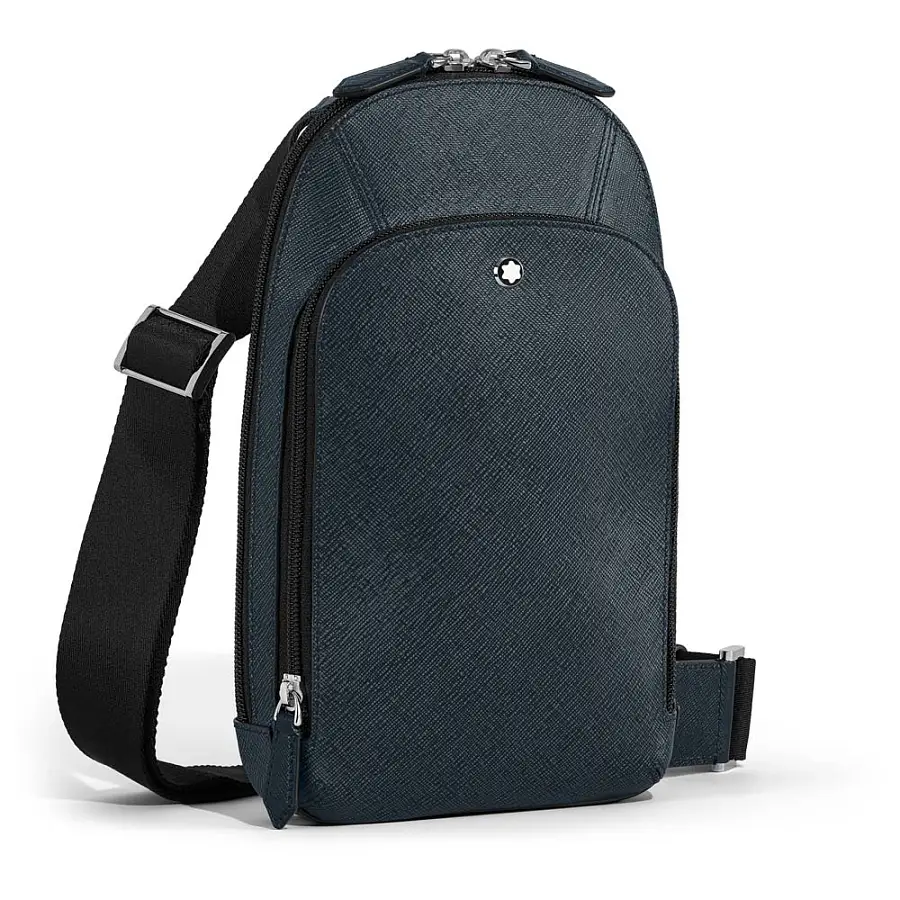 Montblanc Sartorial – Сумка среднего размера через плечо из кожи, цвет Tweed Blue MB220356