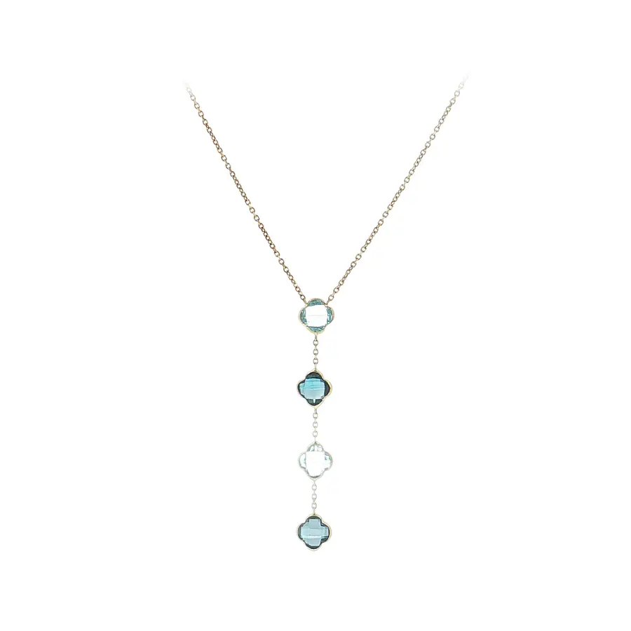 Элегантное ожерелье из золота 14 карат с синими камнями