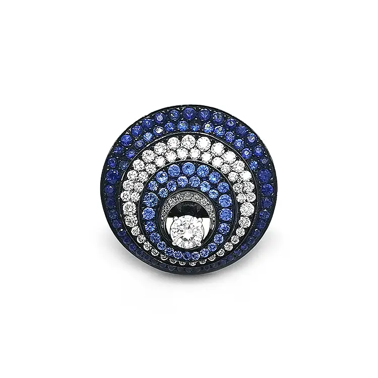 Золотое кольцо с сапфирами и бриллиантами