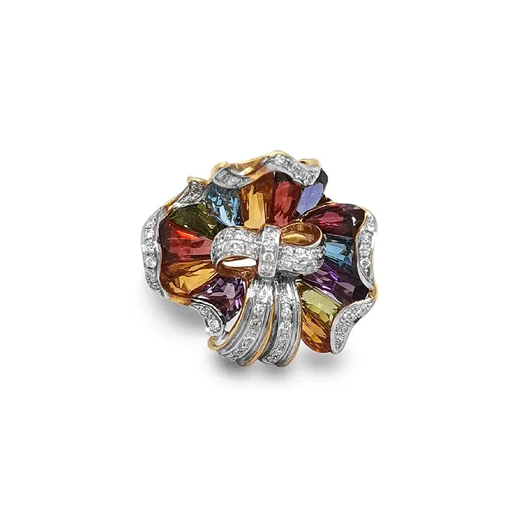 Золотое кольцо Полудрагоценные камни и бриллианты