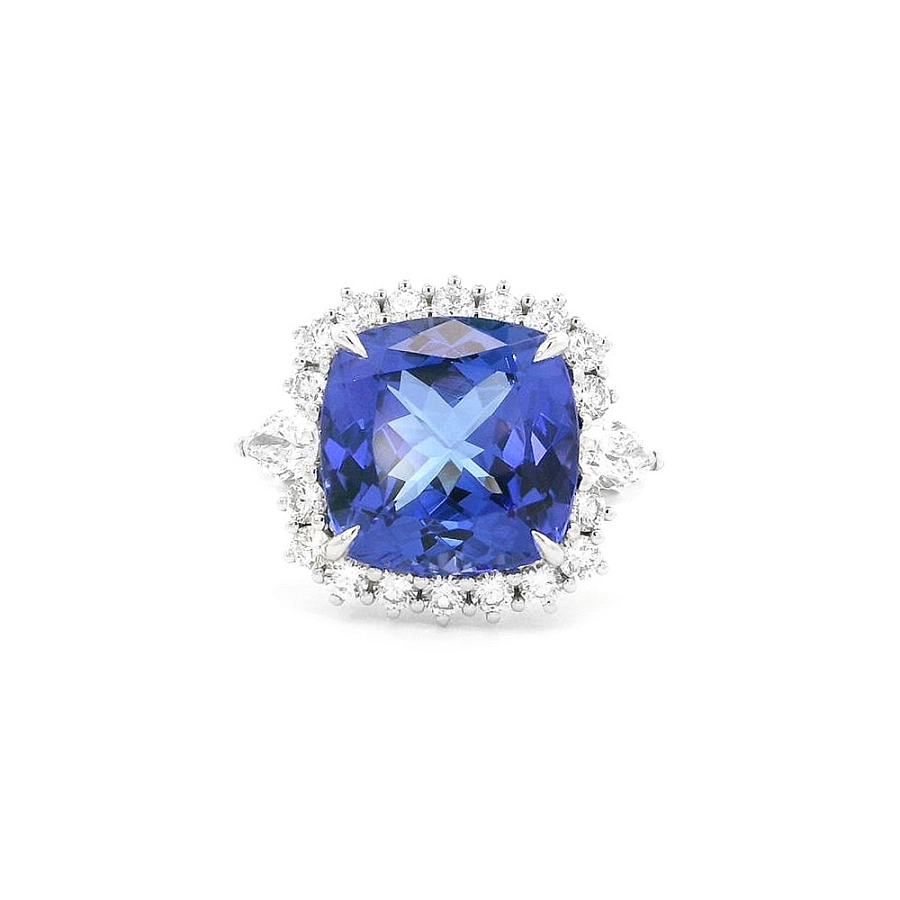 Blue Treasure - кольцо с танзанитом и бриллиантом Elegance