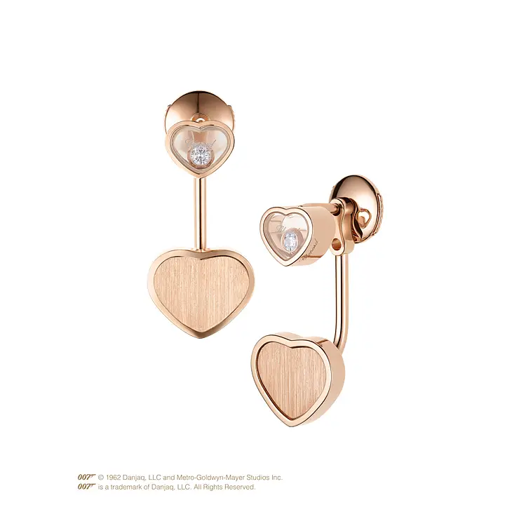 Золотые серьги Chopard Happy Hearts Золотые сердца Джеймс Бонд 007 83A007-5021