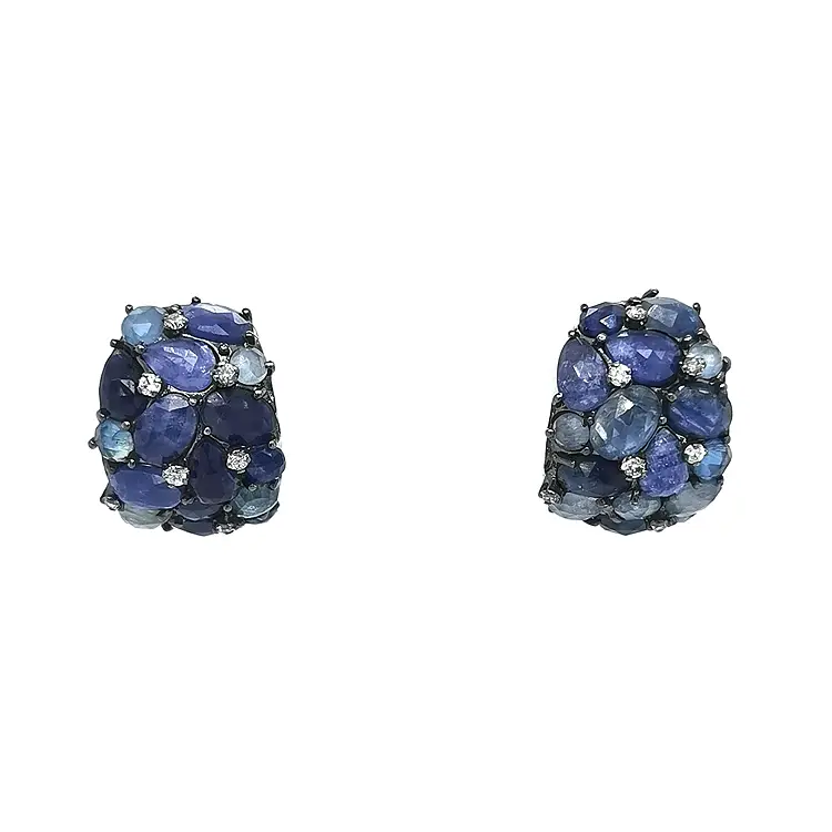 Золотые серьги с сапфирами и бриллиантами