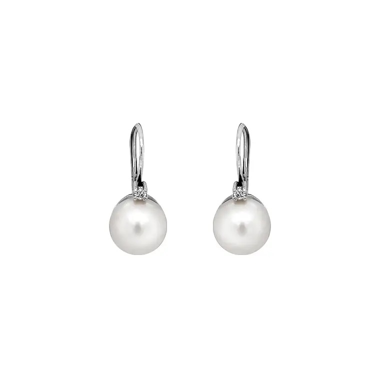 Золотые серьги Натуральный жемчуг и бриллианты