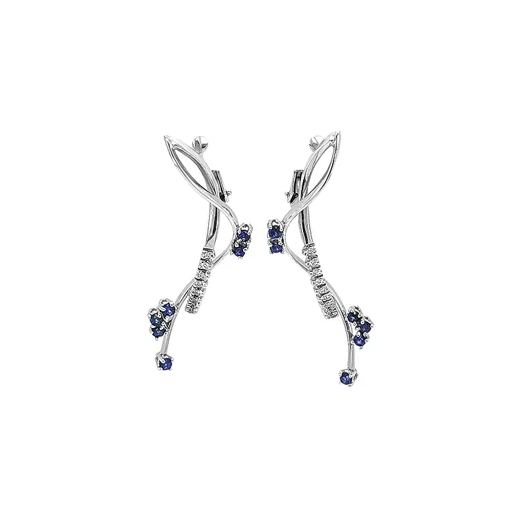 Золотые серьги с сапфирами и бриллиантами