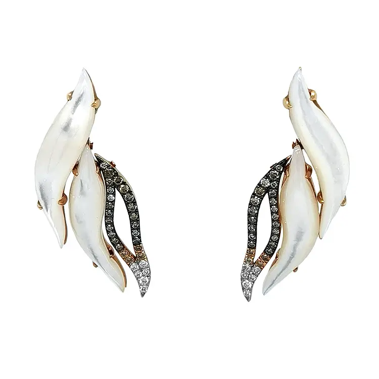 Золотые серьги с жемчугом и бриллиантами