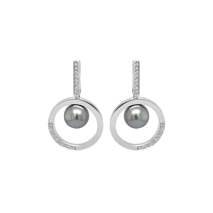 Золотые серьги Натуральный жемчуг и бриллианты