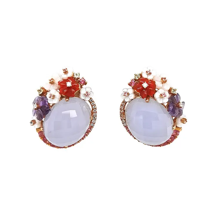 Золотые серьги Полудрагоценные камни и бриллианты