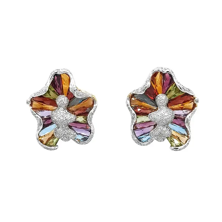 Золотые серьги Полудрагоценные камни и бриллианты