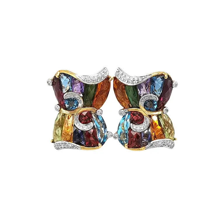 Золотые серьги Полудрагоценные камни и бриллианты