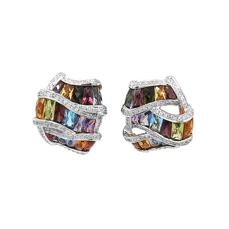 Золотые серьги Полудрагоценные камни и бриллианты