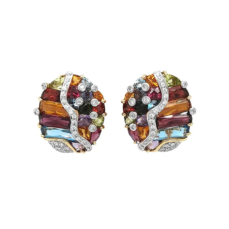 Золотые серьги Полудрагоценные камни и бриллианты