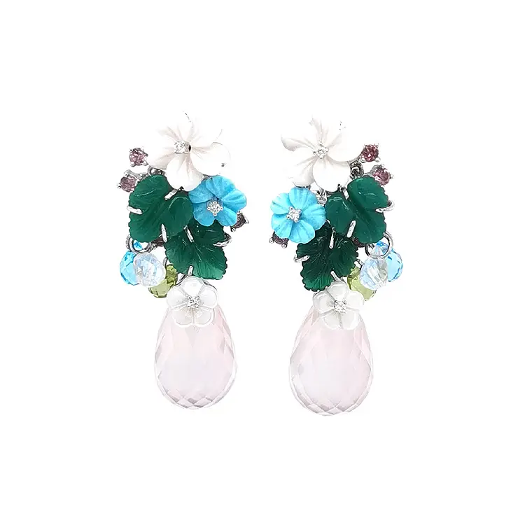 Золотые серьги Полудрагоценные камни и бриллианты