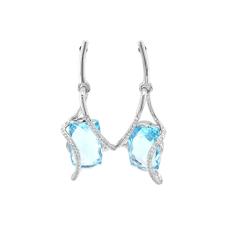 Золотые серьги с топазами и бриллиантами