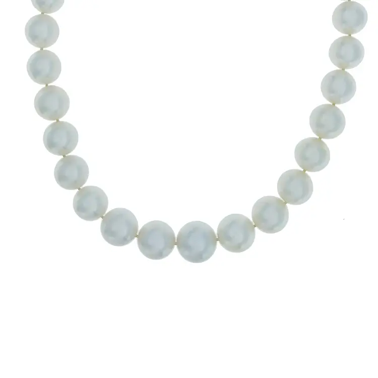 Золотое ожерелье из настоящего белого морского жемчуга и бриллиантов