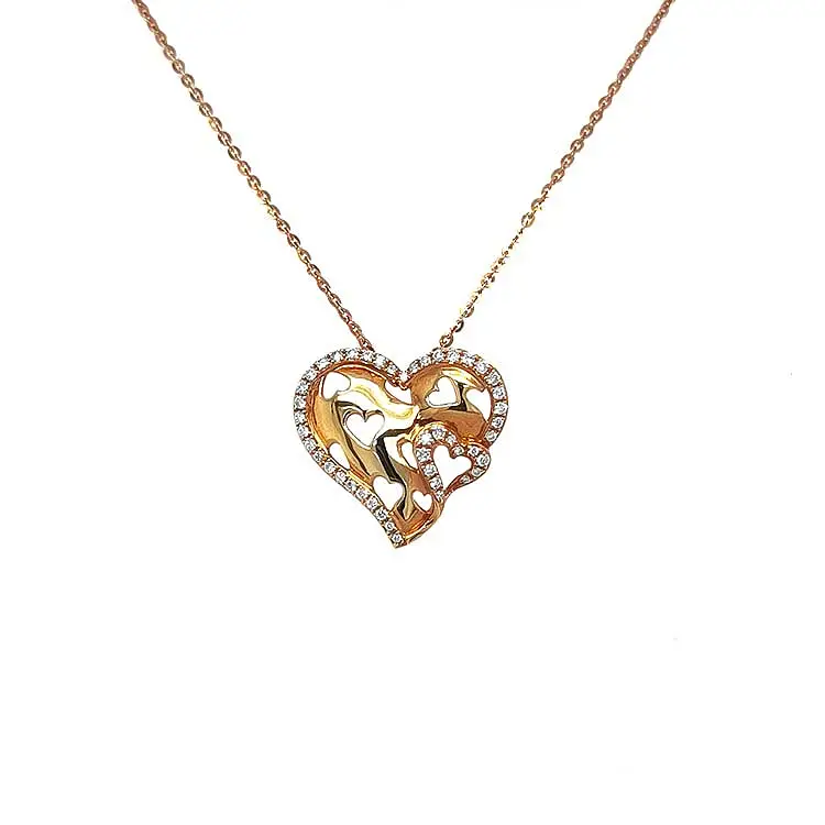 Золотая подвеска Сердце с бриллиантами