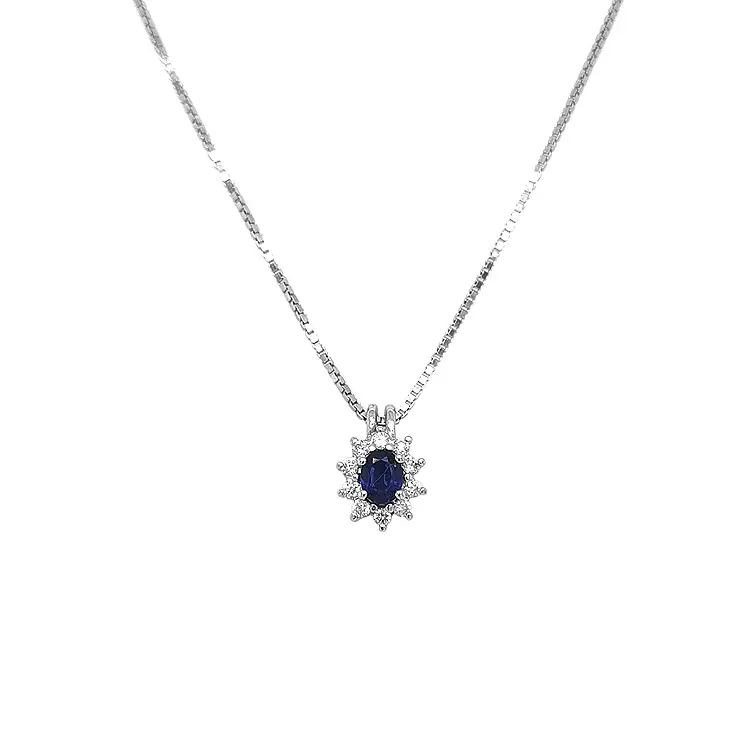 Золотая подвеска с сапфиром и бриллиантами