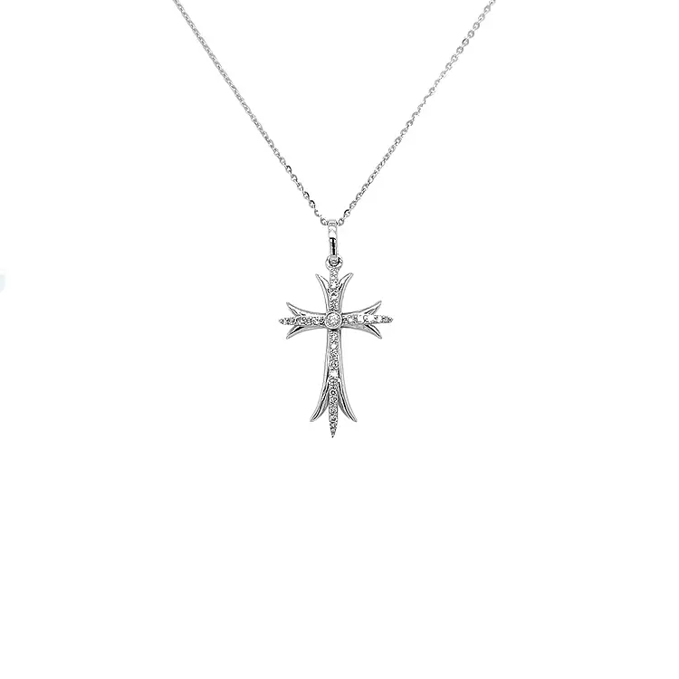 Золотая подвеска Крест с бриллиантами