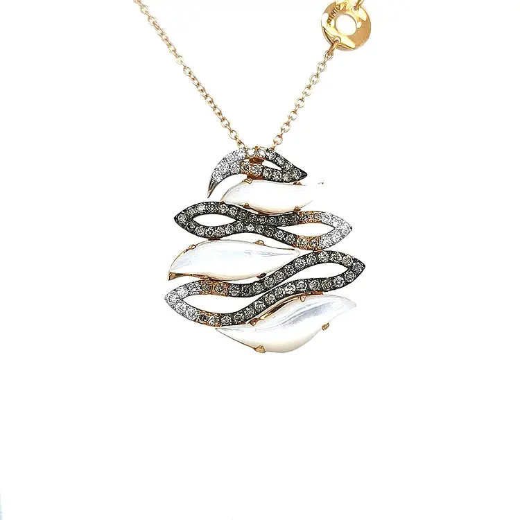 Золотая подвеска с жемчужиной и цветными бриллиантами