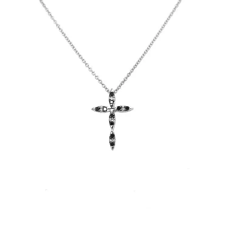 Золотой кулон-крест с черными бриллиантами