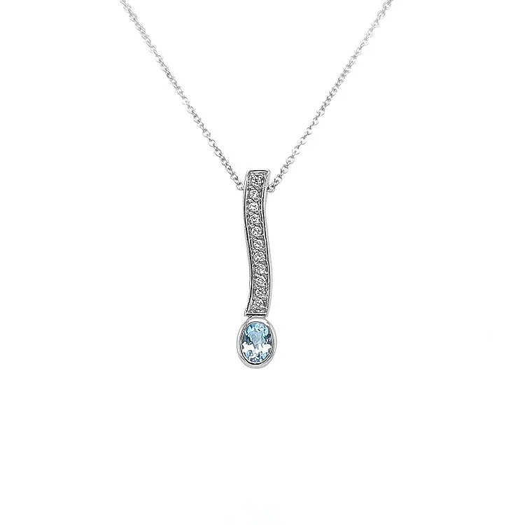 Золотая подвеска с голубым топазом и бриллиантами