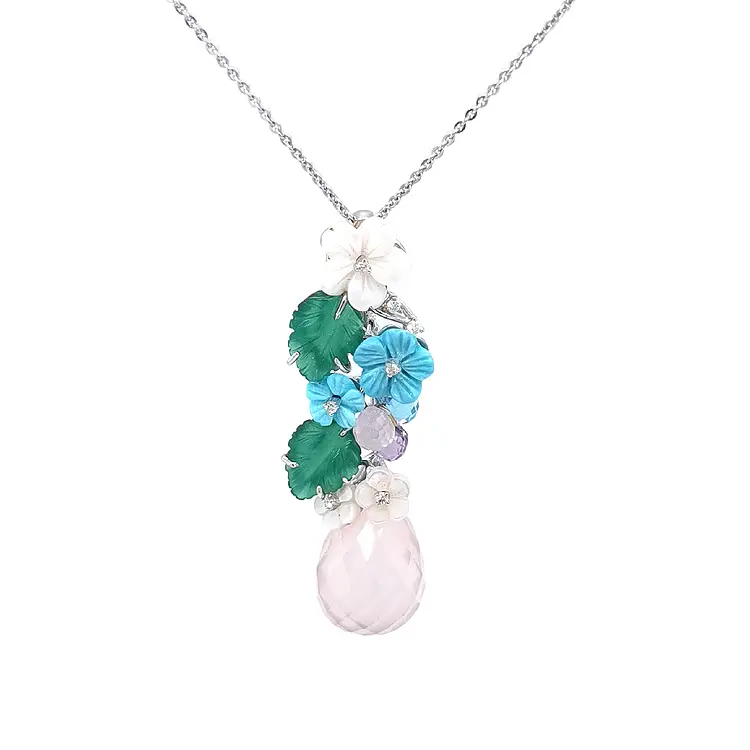 Золотой кулон Полудрагоценные камни и бриллианты