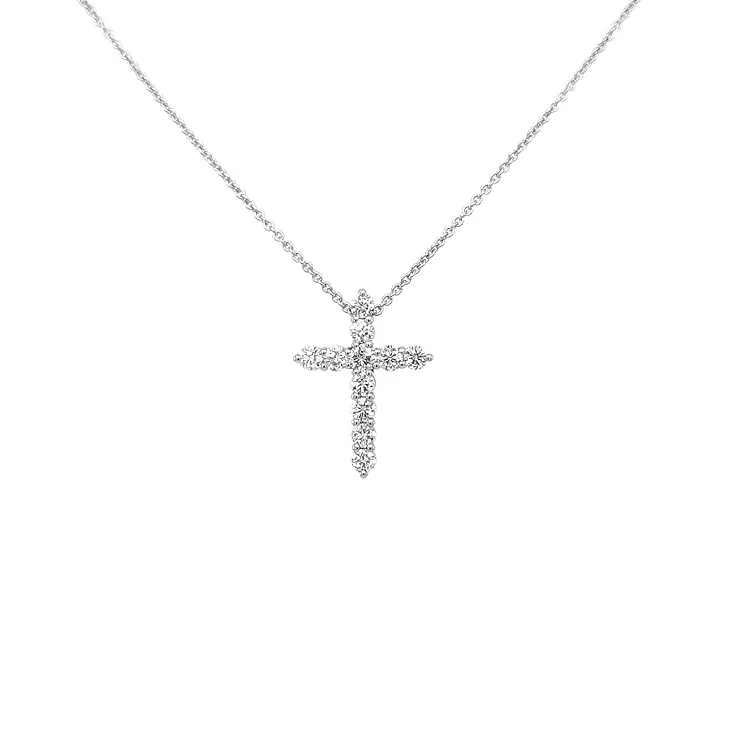 Золотая подвеска Крест с бриллиантами