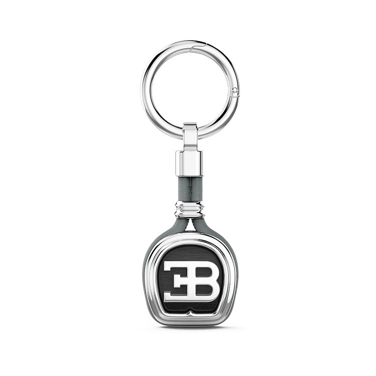 Серебряный брелок Zancan Bugatti с кожей P002-GR