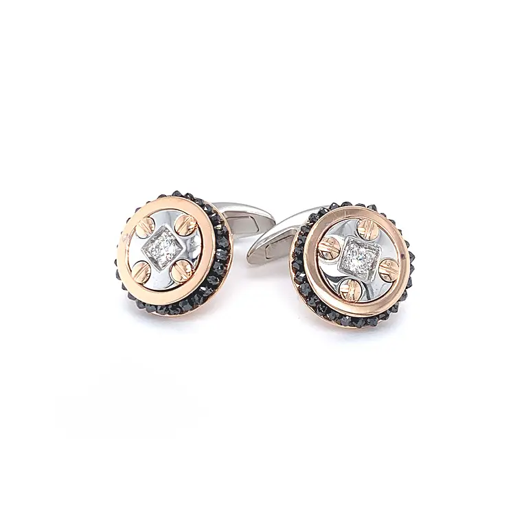 Золотые запонки Zancan Black Magic EPO124RB