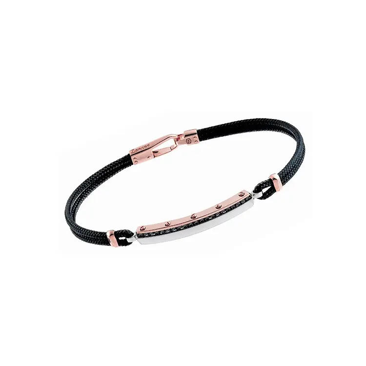 Золотой мужской браслет Zancan с черными бриллиантами