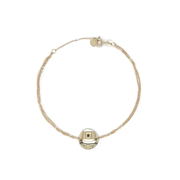 Золотой браслет с круглой пластиной