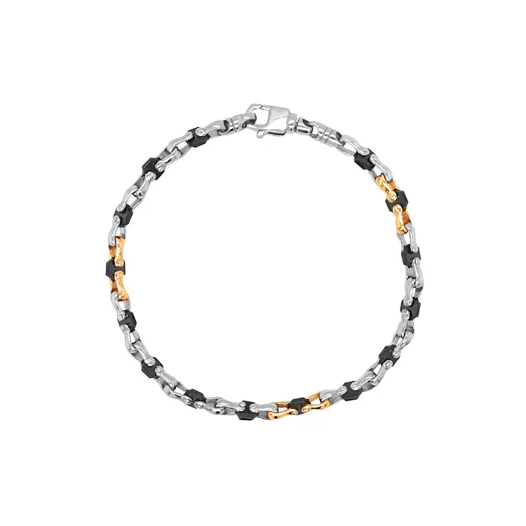 Золотой мужской браслет из комбинированного золота с керамикой