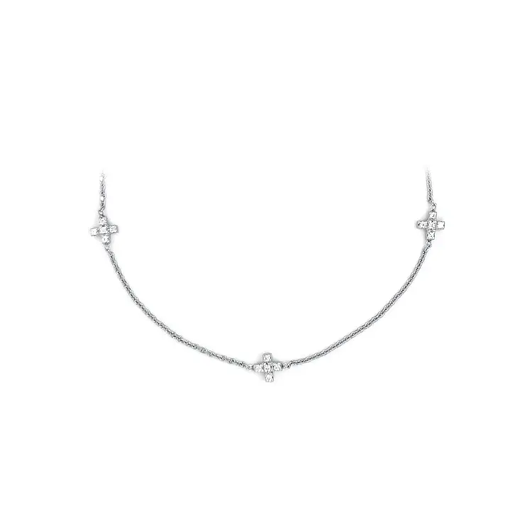 Женское ожерелье с крестами из белого золота