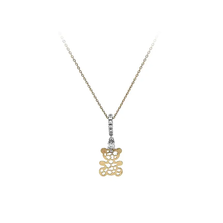 Золотое ожерелье Мишка из комбинированного золота