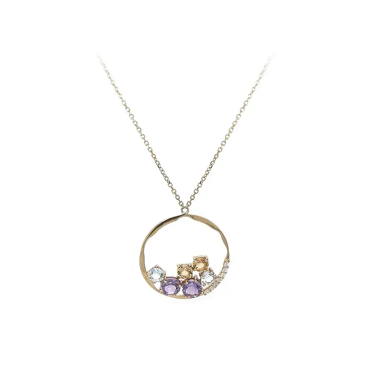 Золотое ожерелье с цветными камнями