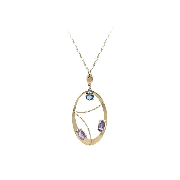 Золотое ожерелье с цветными камнями