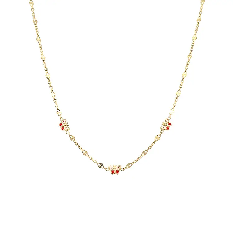 Золотое детское ожерелье с бабочками