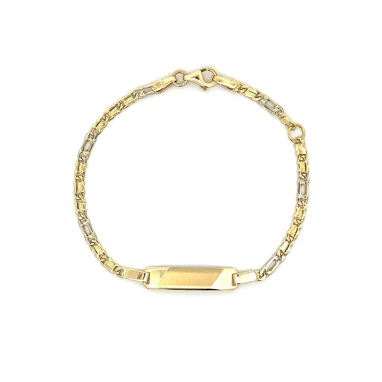 Золотой детский браслет с пластиной