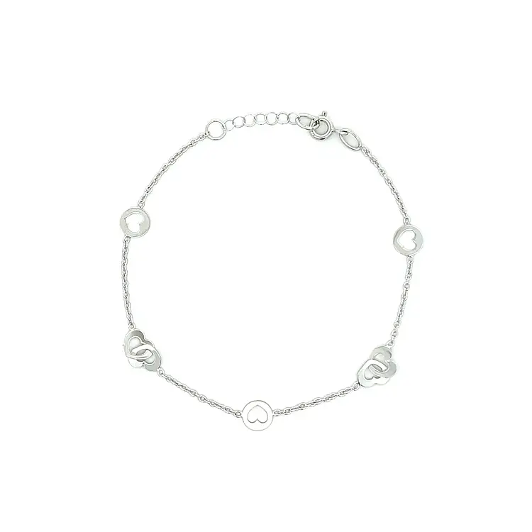 Сердца на цепочке из белого золота