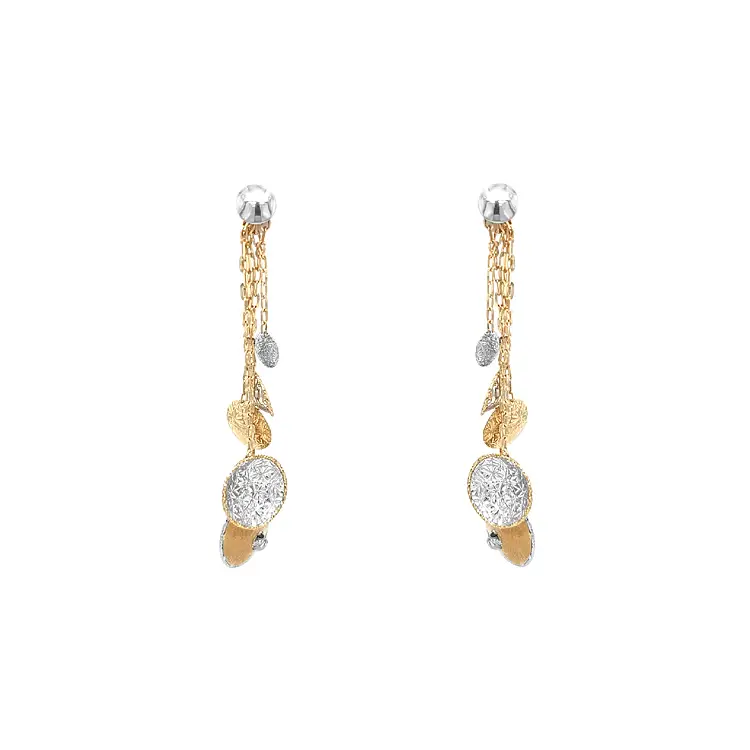 Золотые комбинированные серьги-пусеты