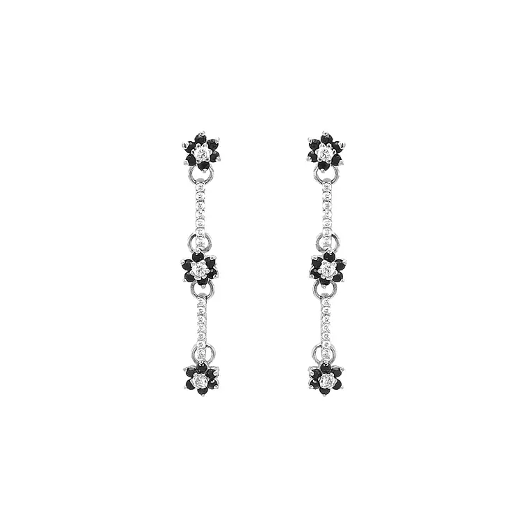 Золотые серьги-пусеты с цирконами