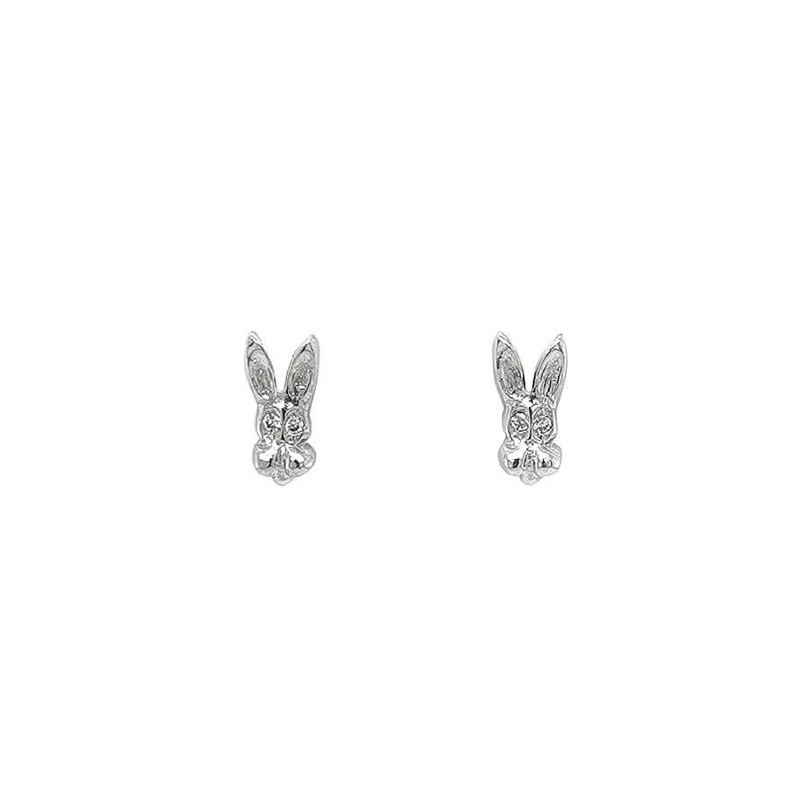 Серьги с изображением кролика из белого золота